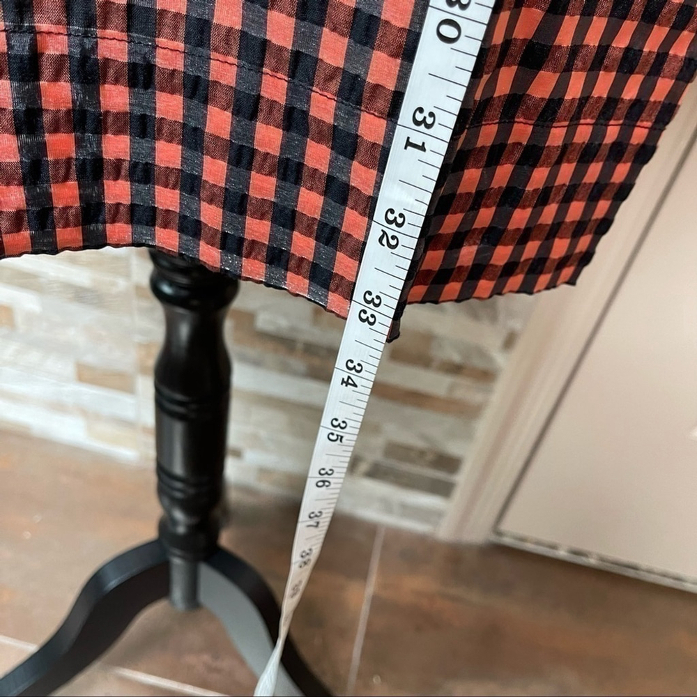 GANNI SEERSUCKER CHECK MINI DRESS FLAME SIZE 38 - Picture 16 of 16